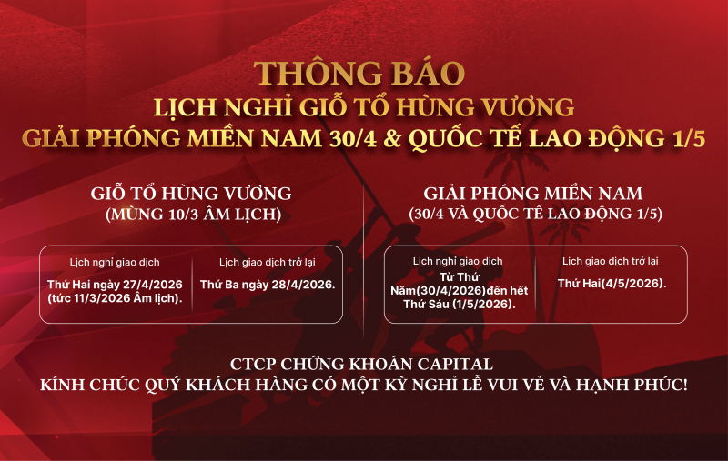 Thông báo lịch nghỉ Giỗ Tổ Hùng Vương, Giải phóng Miền Nam 30/4 và Quốc tế Lao động 1/5