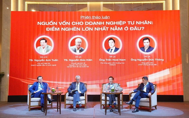 Các chuyên gia, lãnh đạo DN trao đổi tại hội thảo "Kinh tế tư nhân trong kỷ nguyên vươn mình của dân tộc" - Ảnh: VGP